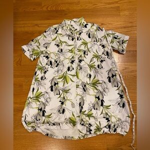 Alfani white and green botanical bubble dress